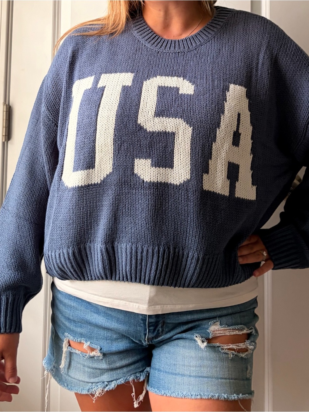 USA Graphic Crewneck Sweater - Blue